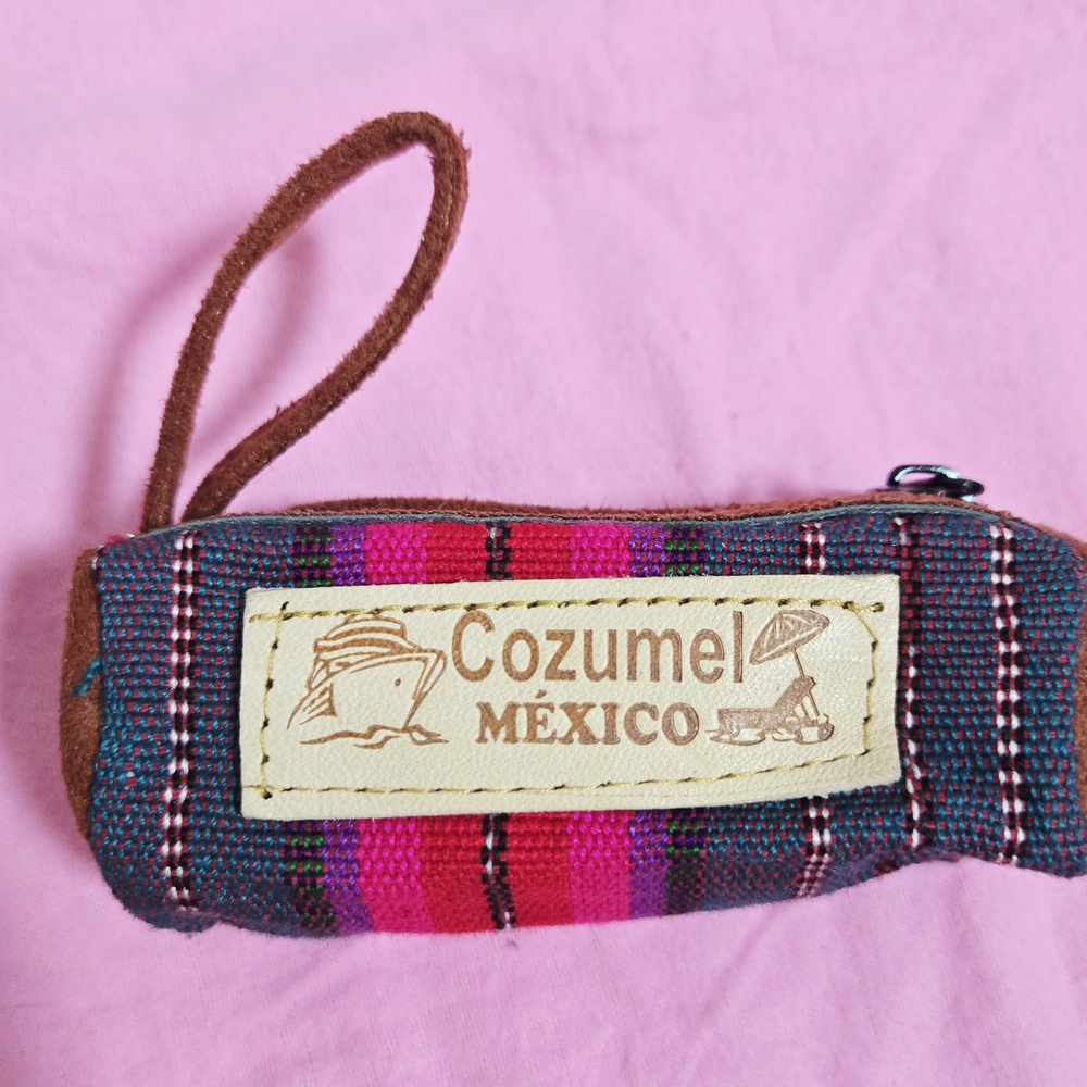 Colorful Cozumel Mexico Souvenir Lipstick Holder Coin Purse Pouch